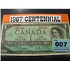 Image 1 : CDN 1967 CENTENNIAL DOLLAR BILL