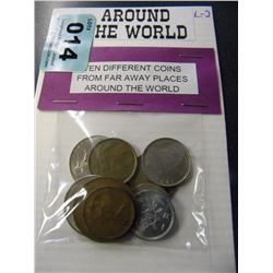 ASSORTMENT OF TEN DIFFERENT COINS FROM AROUND THE WORLD