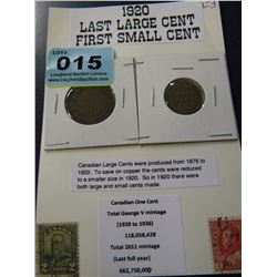 1920 LAST LARGE CENT /FIRST SMALL CENT