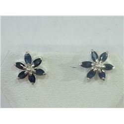 Streling Silver Sapphire(1.42ct) Earrings. Insurance Value $495 (31)
