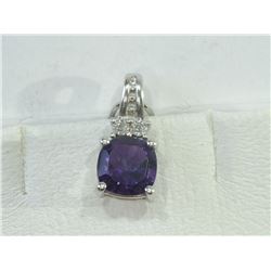 Sterling Silver Amethyst(0.60ct) And Diamond Pendant. Insurance Value $531 (34)