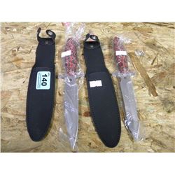 2 RED HANDLE THROW KNIVES