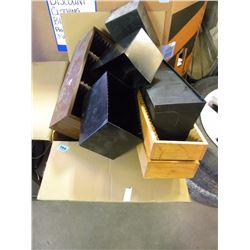 BOX OF MISC CD HOLDERS/ASSORTED MISC CONTENTS