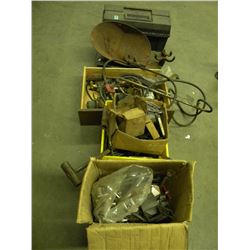 VINTAGE SCALE/TOOLBOX/3 CRATES OF MISC