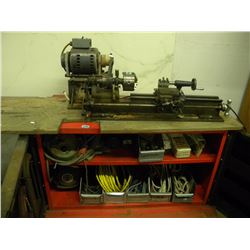 VINTAGE SMALL HOBBY LATHE/WITH CABINET AND CONTENTS