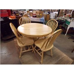 DINING TABLE - PINE - ROUND - WITH 4 CHAIRS - 42" DIAMETER