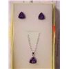 Image 1 : NEW NECKLACE & EARRING SET - TRILLIUM FACETED AMETHYST & DIAMOND IN STERLING SILVER SETTING - INCLUD
