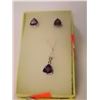 Image 3 : NEW NECKLACE & EARRING SET - TRILLIUM FACETED AMETHYST & DIAMOND IN STERLING SILVER SETTING - INCLUD