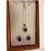 Image 1 : NECKLACE & EARRING SET - NEW - 1.85 TCW SAPPHIRE & DIAMONDS IN STERLING SILVER SETTING - INCLUDES CE