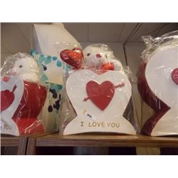 NEW TEDDY BEAR IN HEART BOX 9 X 9" ) - I LOVE YOU - MED. WITH 1 TEDDY