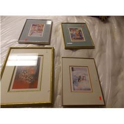 LOT OF FRAMED SIGNED PRINTS- 4 TTL