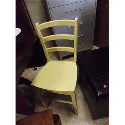 WOOD LADDER BACK DINING CHAIRS - PAINTED YELLOW - 2 X BID