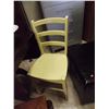 Image 1 : WOOD LADDER BACK DINING CHAIRS - PAINTED YELLOW - 2 X BID