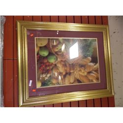 LARGE GOLD FRAMED PICTURE - STILL LIFE - FRUIT