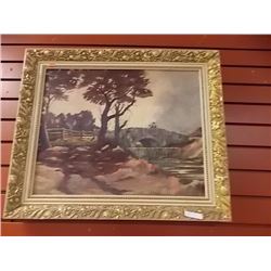 VINTAGE GUILDED FRAMED OIL ON BOARD