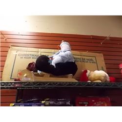 SNOW MAN ON STAND, CHRISTAMS TREE, TEDDY AND MORE