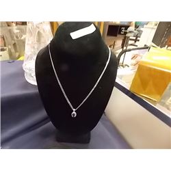 NECKLACE - 3.5CT OVAL FACETED AMETHYST & DIAMOND IN STERLING SILVER SETTING - INLCUDES CERTIFICATE $