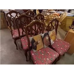 WOOD DINING CHAIRS WITH UPHOLSTERED SEATS - 6 X BID