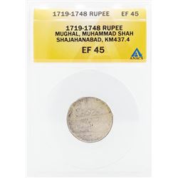 1719-1748 Rupee Mughal Muhammad Shah Shajahanabad Coin ANACS EF45