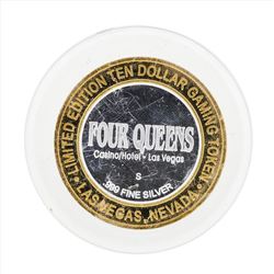 .999 Silver Four Queens Hotel and Casino Las Vegas $10 Casino Gaming Token Limit