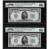 Image 1 : Lot of (2) 1934A $5 Federal Reserve Notes Chicago PMG 65EPQ & 66EPQ