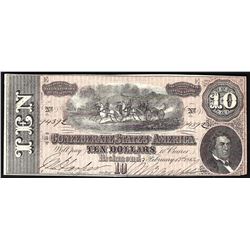 1864 $10 The Confederate States of America Note