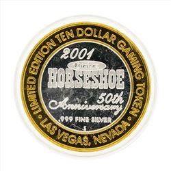 .999 Silver Binions Horseshoe Las Vegas $10 Casino Gaming Token Limited Edition