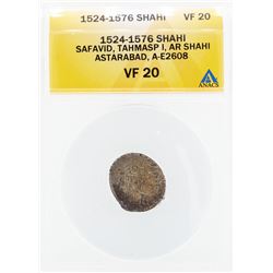 1524-1576 Shahi Safavid Tahmasp I AR Shahi Astarabad Coin ANACS VF30