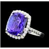 Image 2 : Platinum 7.56ct Tanzanite and Diamond Ring