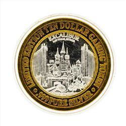 .999 Silver Excalibur Las Vegas $10 Casino Gaming Token Limited Edition