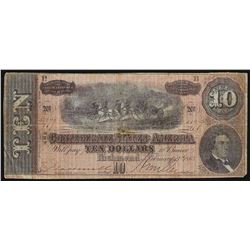 1864 $10 Confederate States of America Note