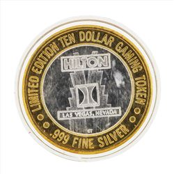 .999 Silver Hilton Las Vegas $10 Casino Gaming Token Limited Edition
