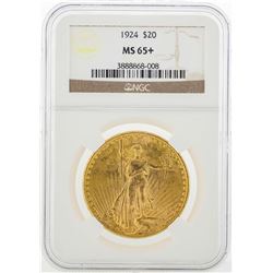 1924 $20 St. Gaudens Double Eagle Gold Coin NGC MS65+