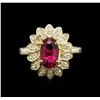 Image 1 : 14KT Yellow Gold 1.58ct Pink Tourmaline and Diamond Ring