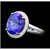 Image 2 : Platinum 9.99ct Tanzanite and Diamond Ring
