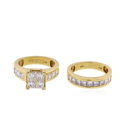 14KT Yellow Gold 4.00ctw Diamond Wedding Ring and Band