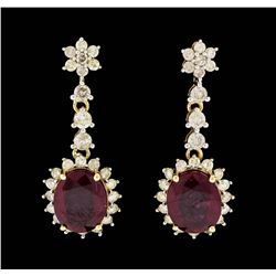 14KT Yellow Gold 6.73ctw Ruby and Diamond Earrings