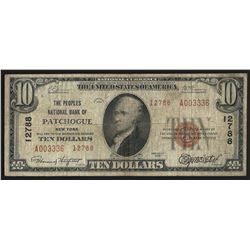 1929 $10 The Peoples National Bank of Patchogue New York National Currency Note