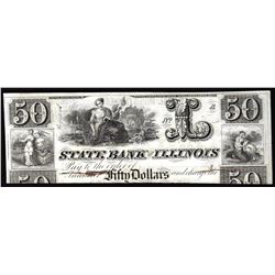 1800s $50 The State Bank of Illinois Obsolete Bank Note Cut Canceled
