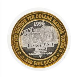 .999 Silver Fly RNO Reno Tahoe $10 Casino Gaming Token Limited Edition