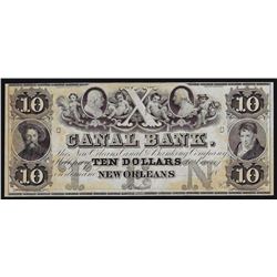 1800s $10 Canal Bank of New Orleans Obsolete Bank Note