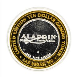 .999 Silver Aladdin Resort and Casino $10 Casino Gaming Token Limited Edition