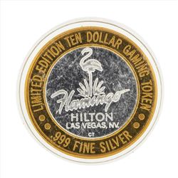 .999 Silver Flamingo Hilton Las Vegas $10 Casino Gaming Token Limited Edition