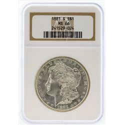 1881-S $1 Morgan Silver Dollar Coin NGC MS66