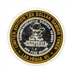 .999 Silver Sam Boyds California $10 Casino Gaming Token Limited Edition