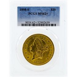 1898-S $20 Liberty Head Double Eagle Gold Coin PCGS MS62+