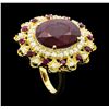 Image 4 : 14KT Yellow Gold 16.15ctw Ruby and Diamond Ring