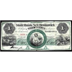 1800s The State Bank of New Brunswick Obsolete Bank Note