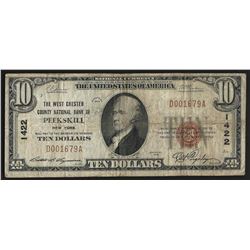 1929 $10 West Chester County National Bank of Peekskill New York National Curren