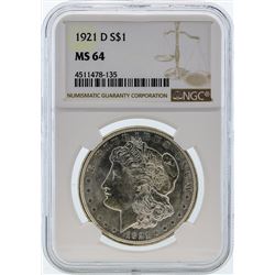 1921-D $1 Morgan Silver Dollar Coin NGC MS64